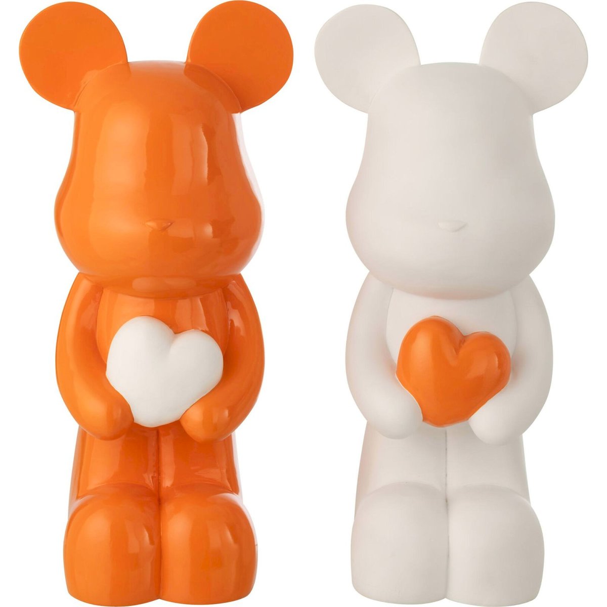 Figurines ours cœur en résine, Lot de 2 blanc et orange foncé, RECOLLECTION