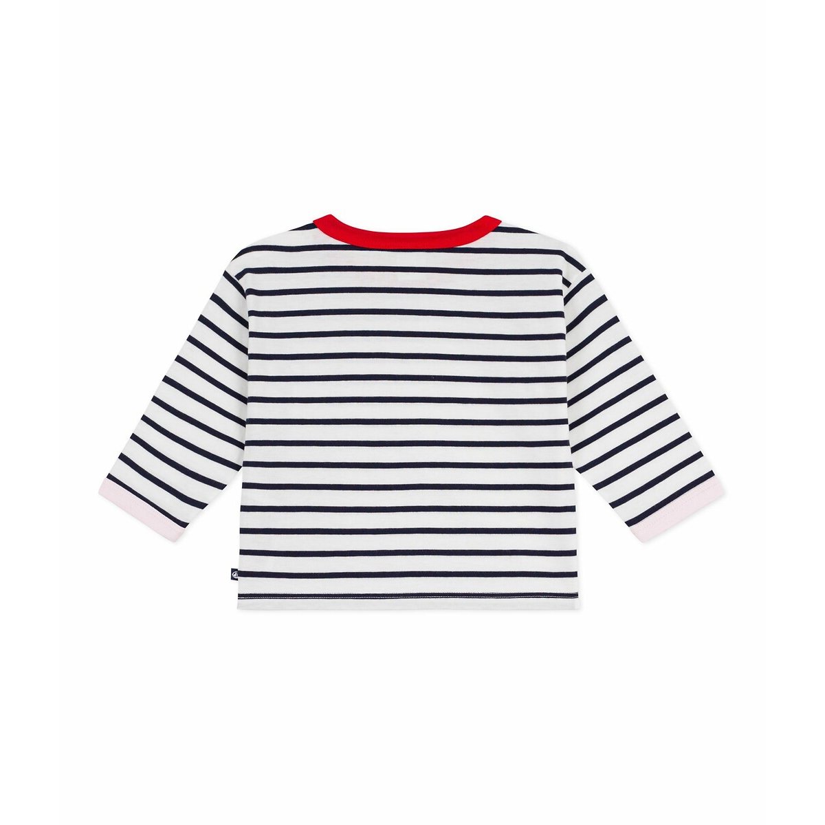 Katoenen T-shirt, lange mouwen, marinestrepen gestreept blauw, PETIT BATEAU