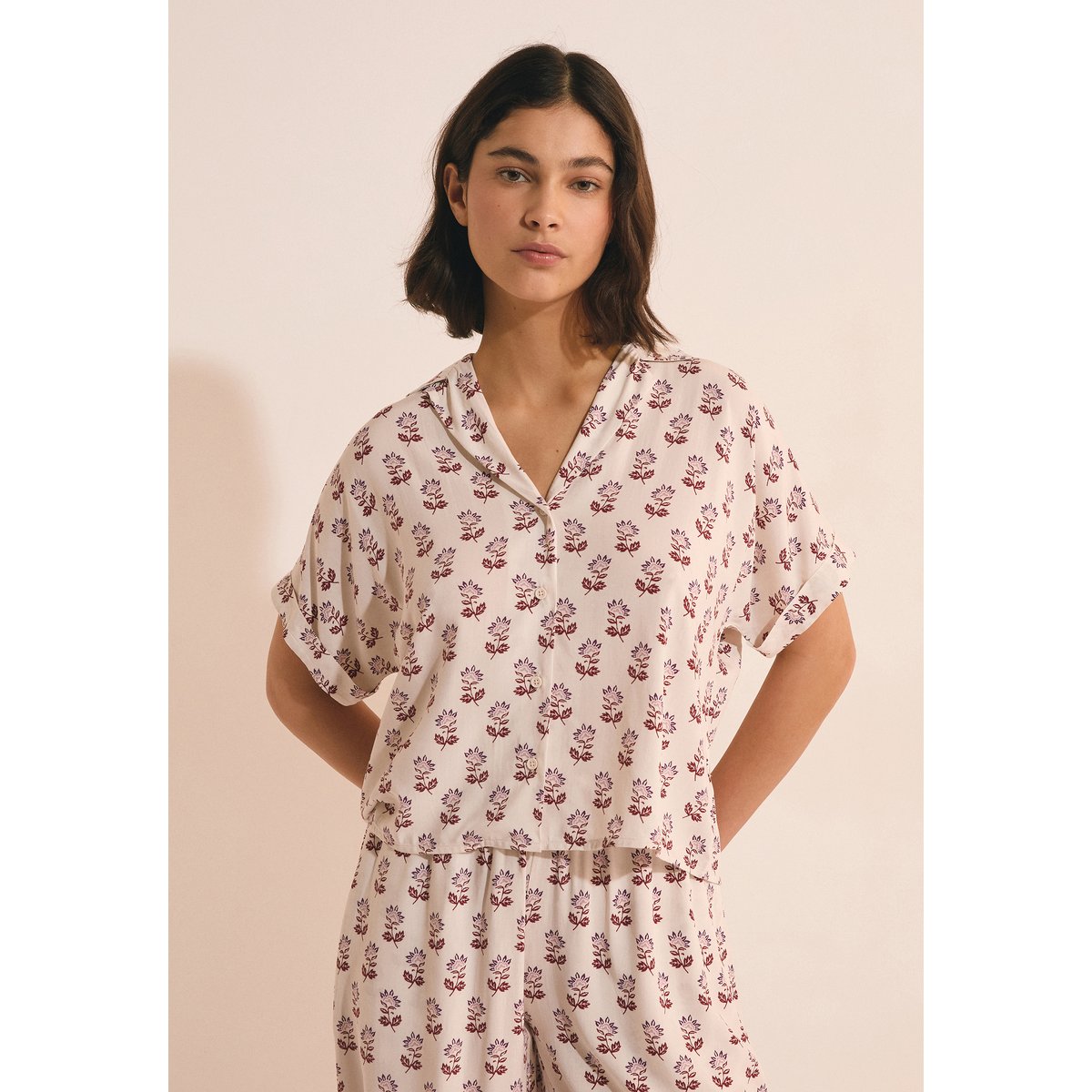 Chemise manches courtes à motifs KAEL ecru, ETAM