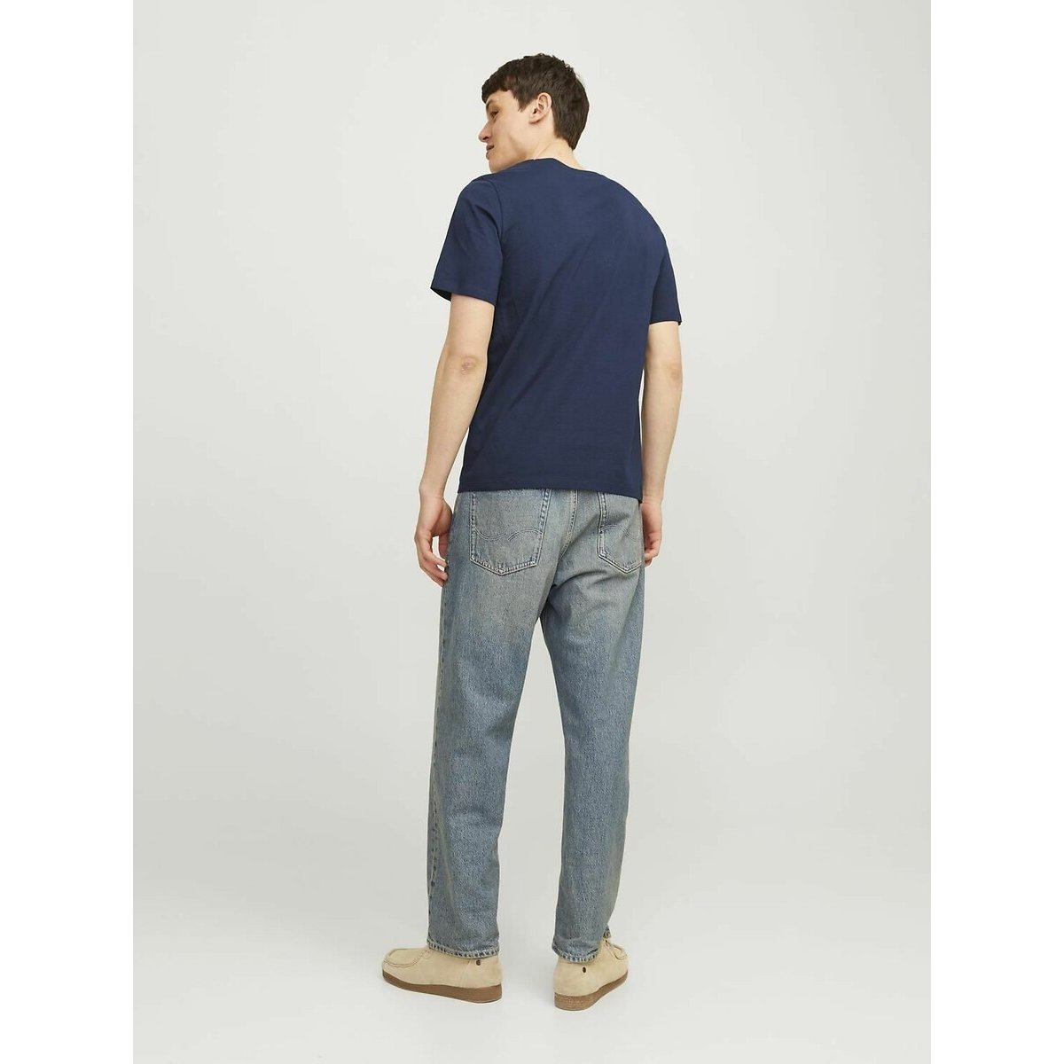 T-shirt col rond bleu marine, JACK & JONES