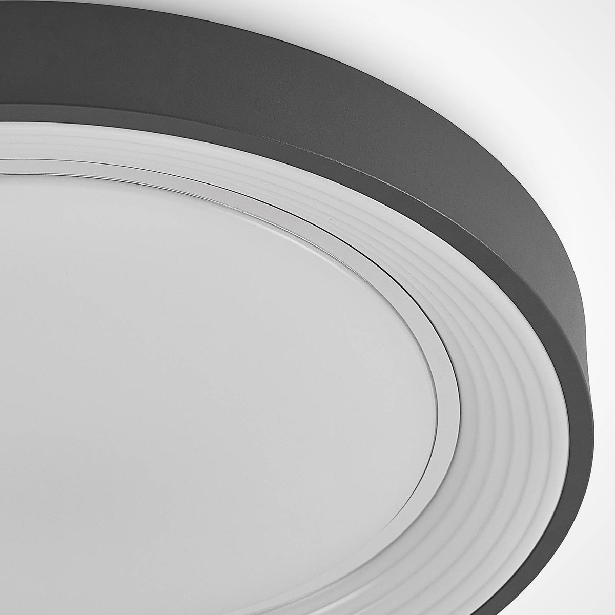 Plafonnier en métal moderneLED, Lindum blanc, gris foncé, LINDBY