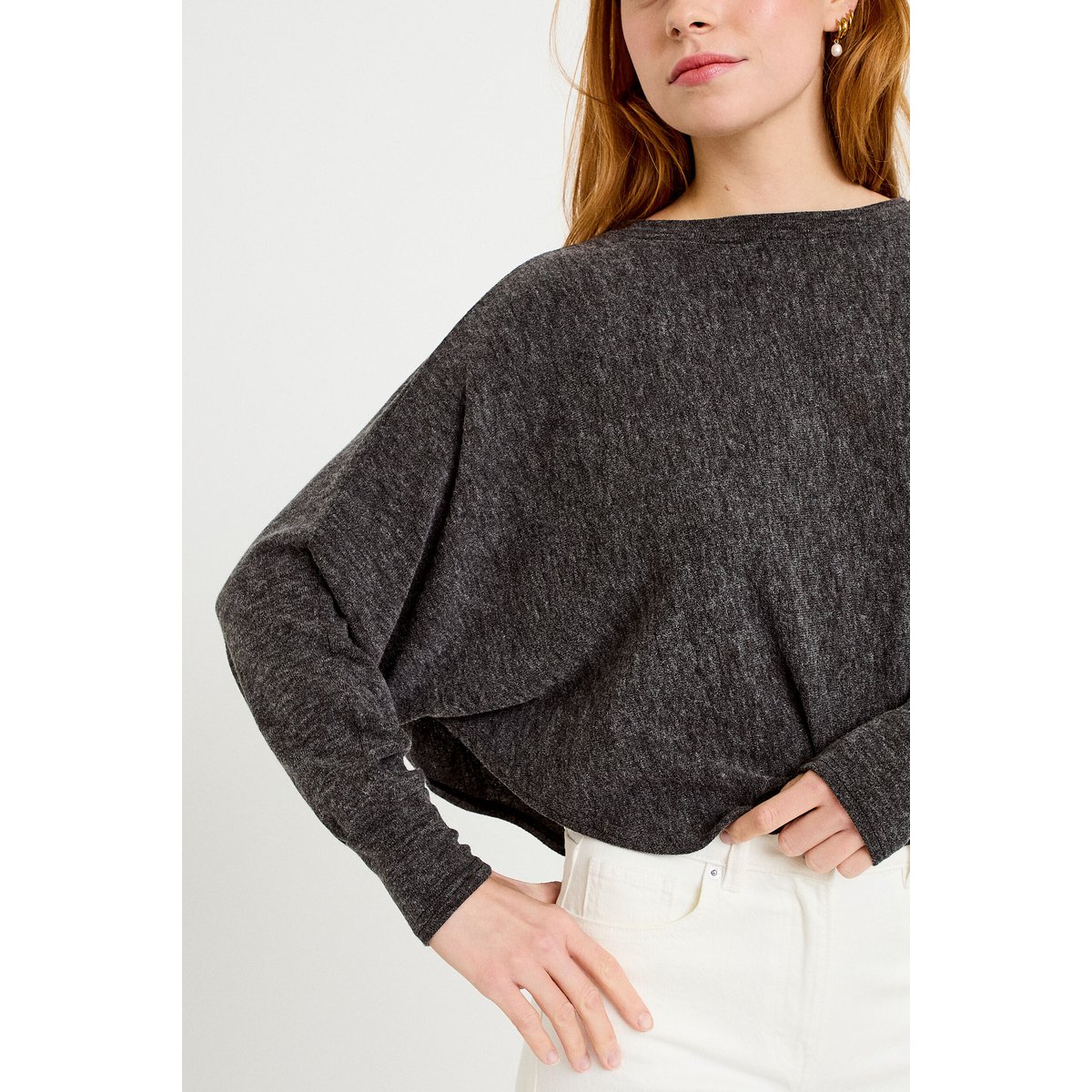 Cape boyfriend cropped col rond gris foncé, CACHE CACHE