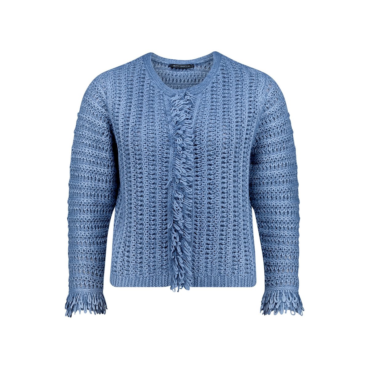 Cardigan en maille casual à franges patch blue/blue, BETTY BARCLAY