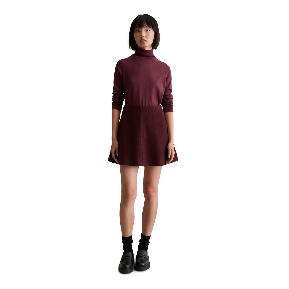 Minijupe A-Shape en laine bouillie dunkelrot, MARC O’POLO DENIM