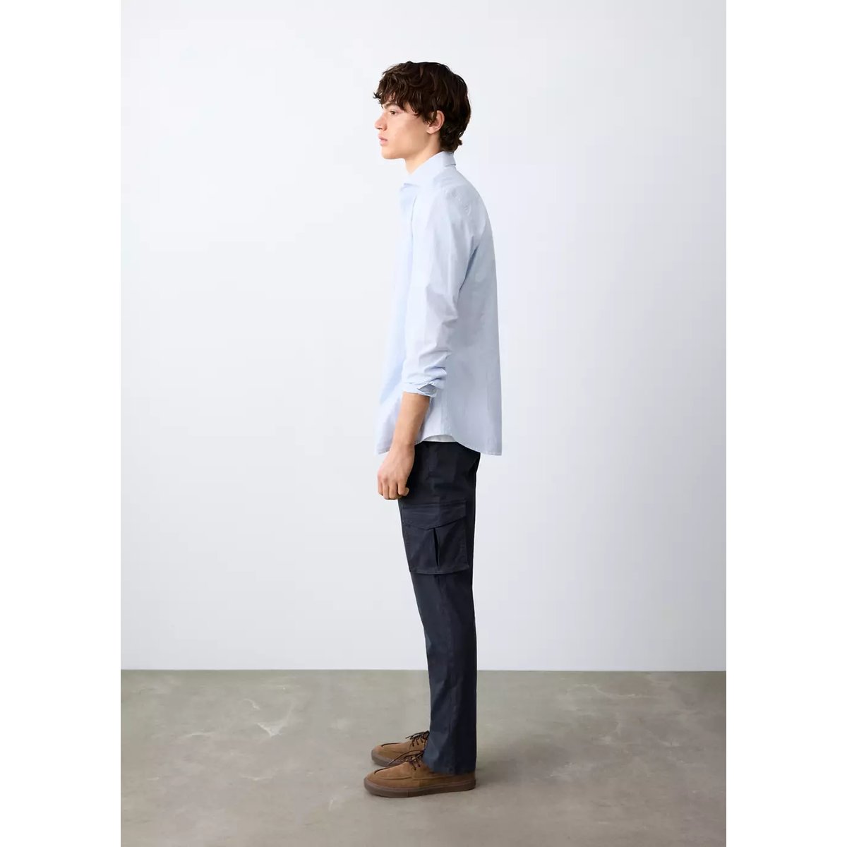 Pantalon droit cargo bleu marine, MANGO TEEN