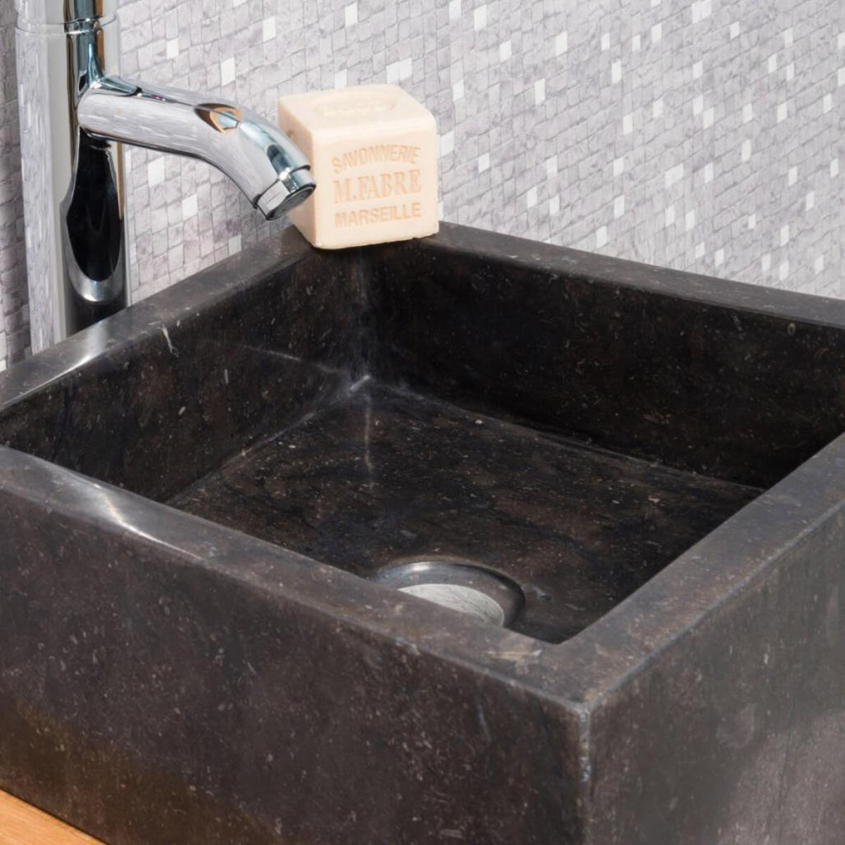 Vasque en marbre carrée 30cm MILAN noir, WANDA COLLECTION