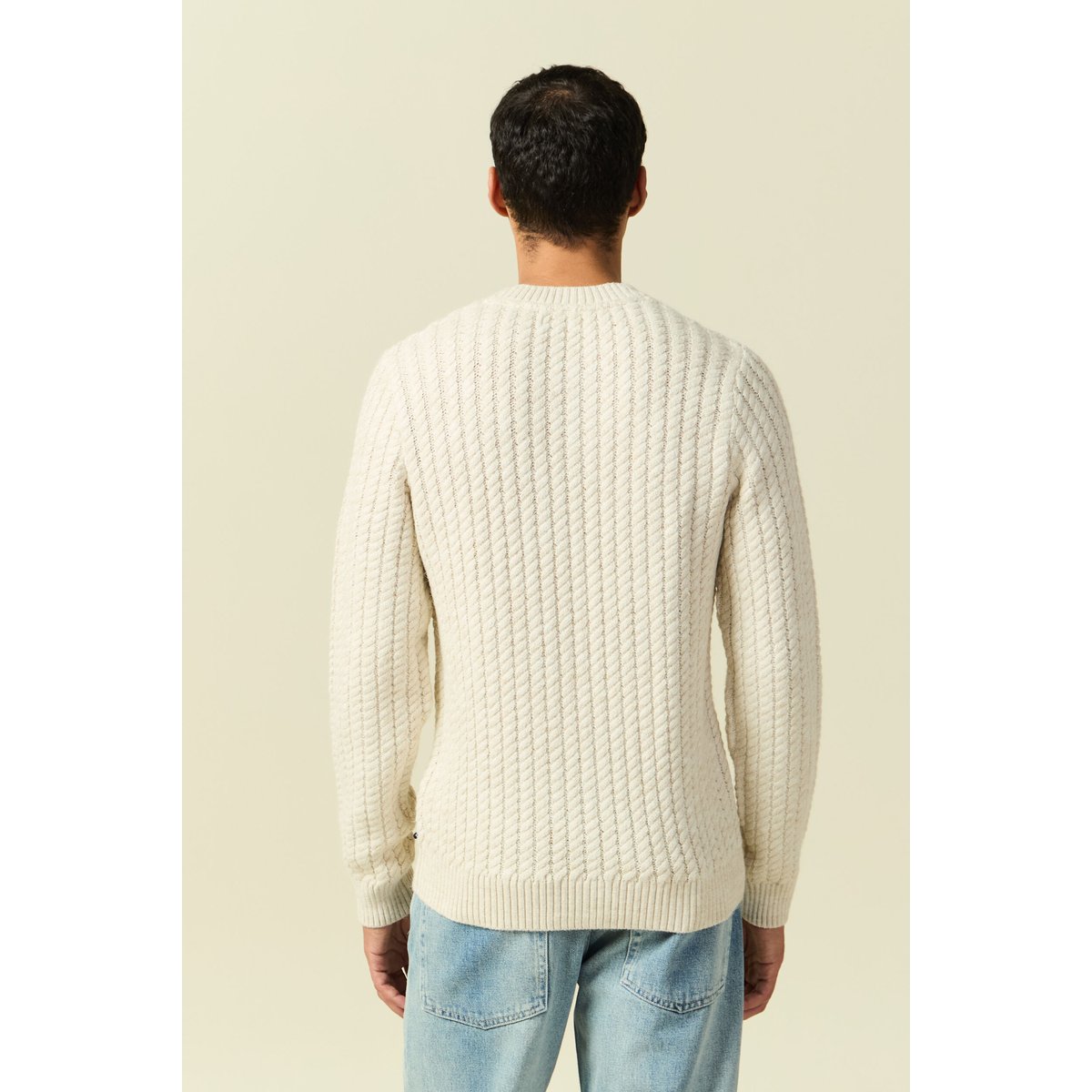 Pull col rond manches longues ecru, BONOBO