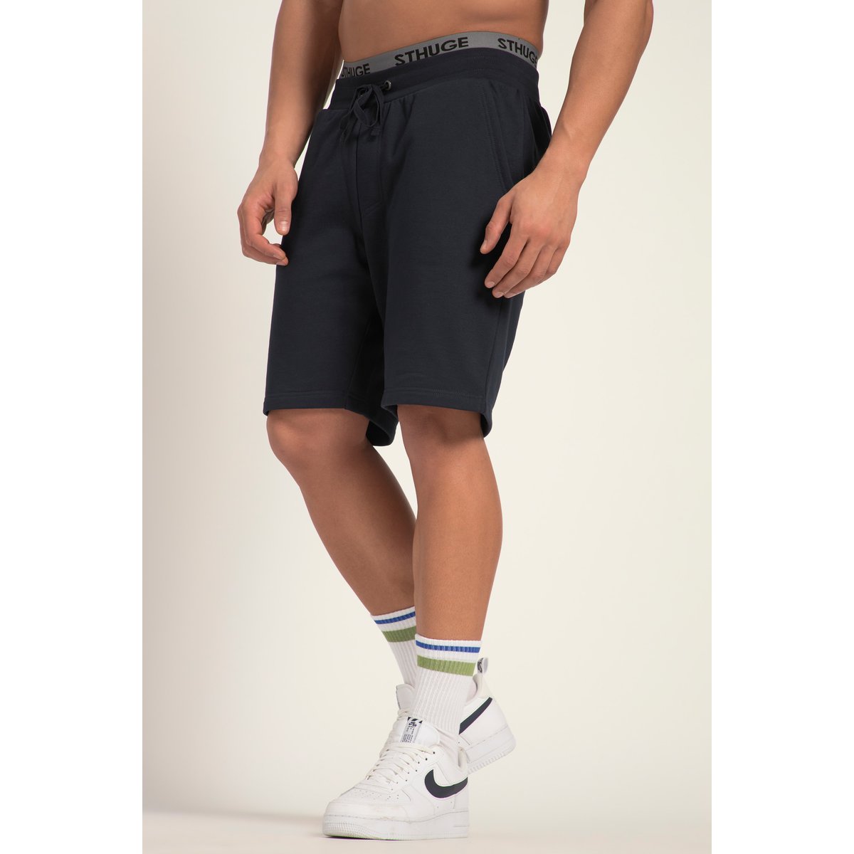 Bermuda en molleton, taille élastique bleu marine, STHUGE