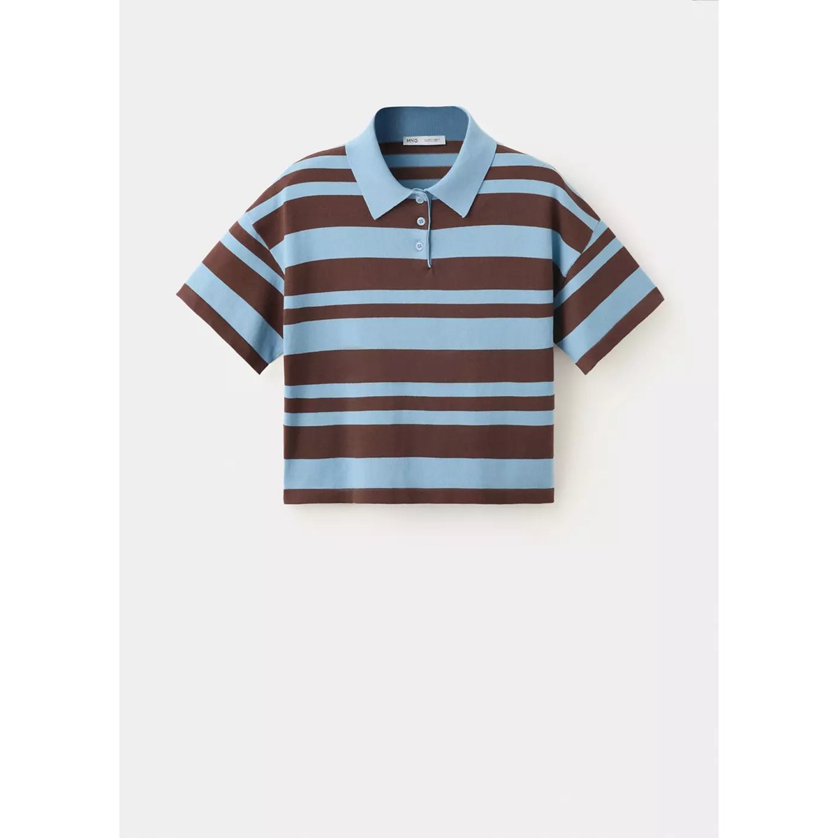 Polo coton à rayures bleu ciel, MANGO