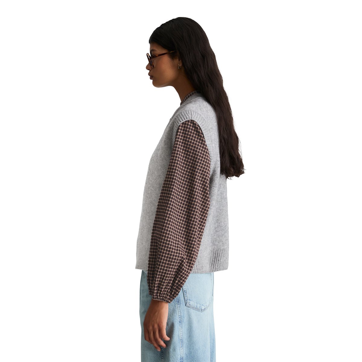Gilet sans manches coupe classique en laine vierge douce gris, MARC O’POLO DENIM