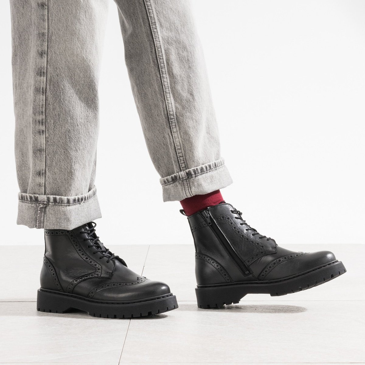 Boots en cuir ALEXANDRA noir, TEXTO