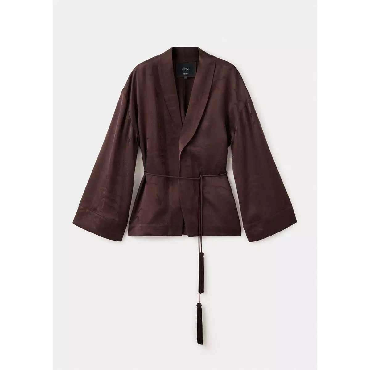 Blazer jacquard style kimono marron, MANGO