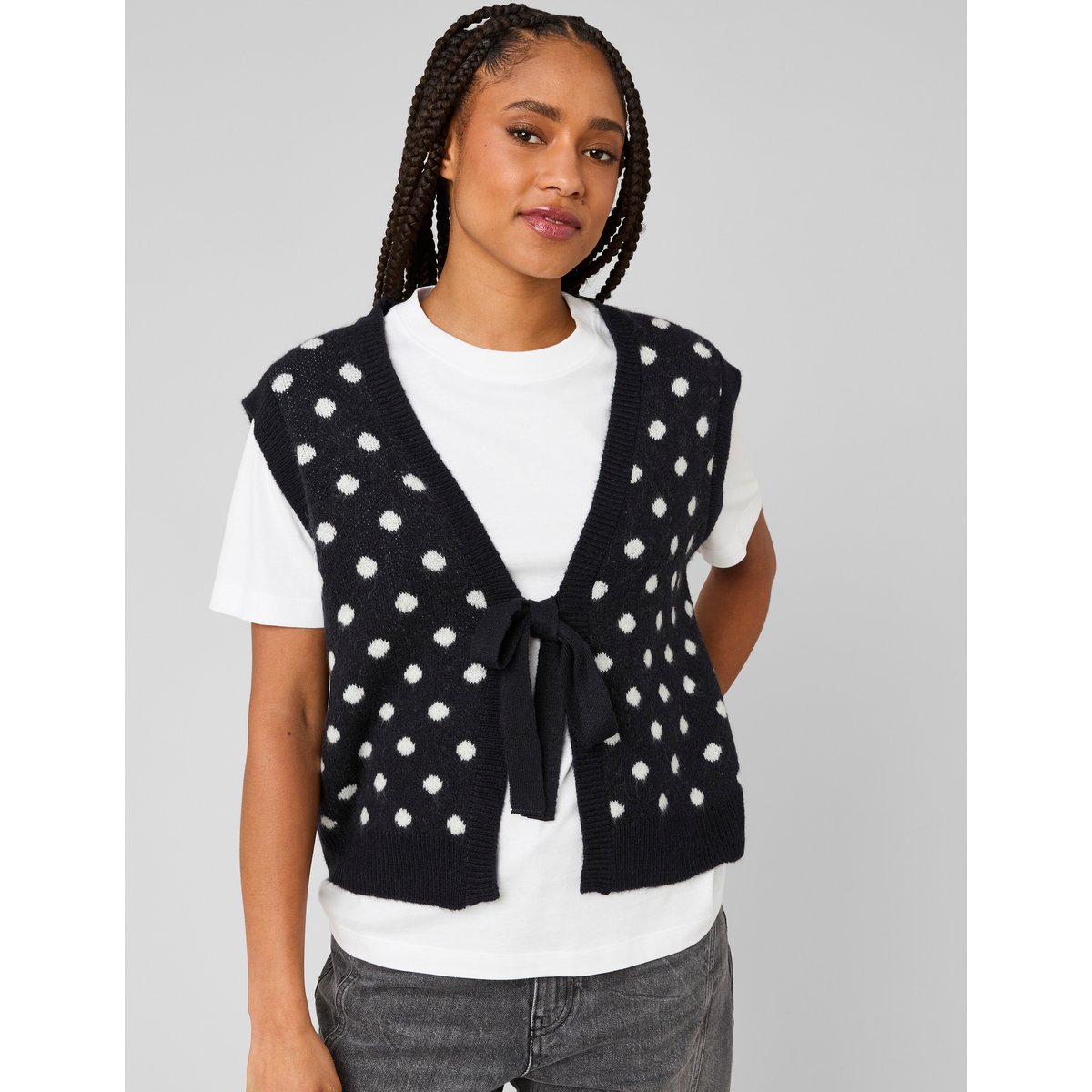Gilet sans manches à nouette bleu foncé, BZB