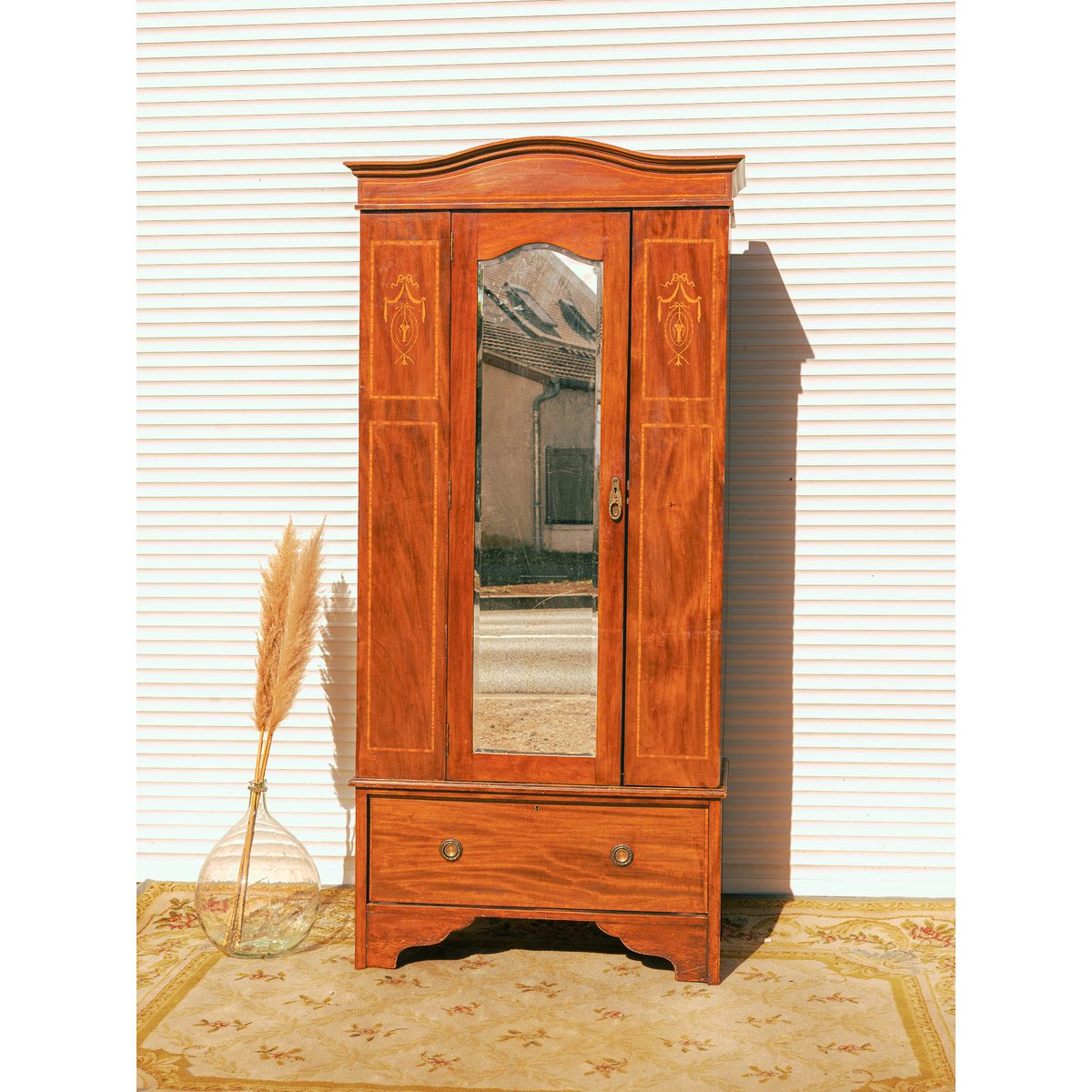 Armoire élégante avec miroir Blandine N°491 - Bon état marron, DEBONGOUT