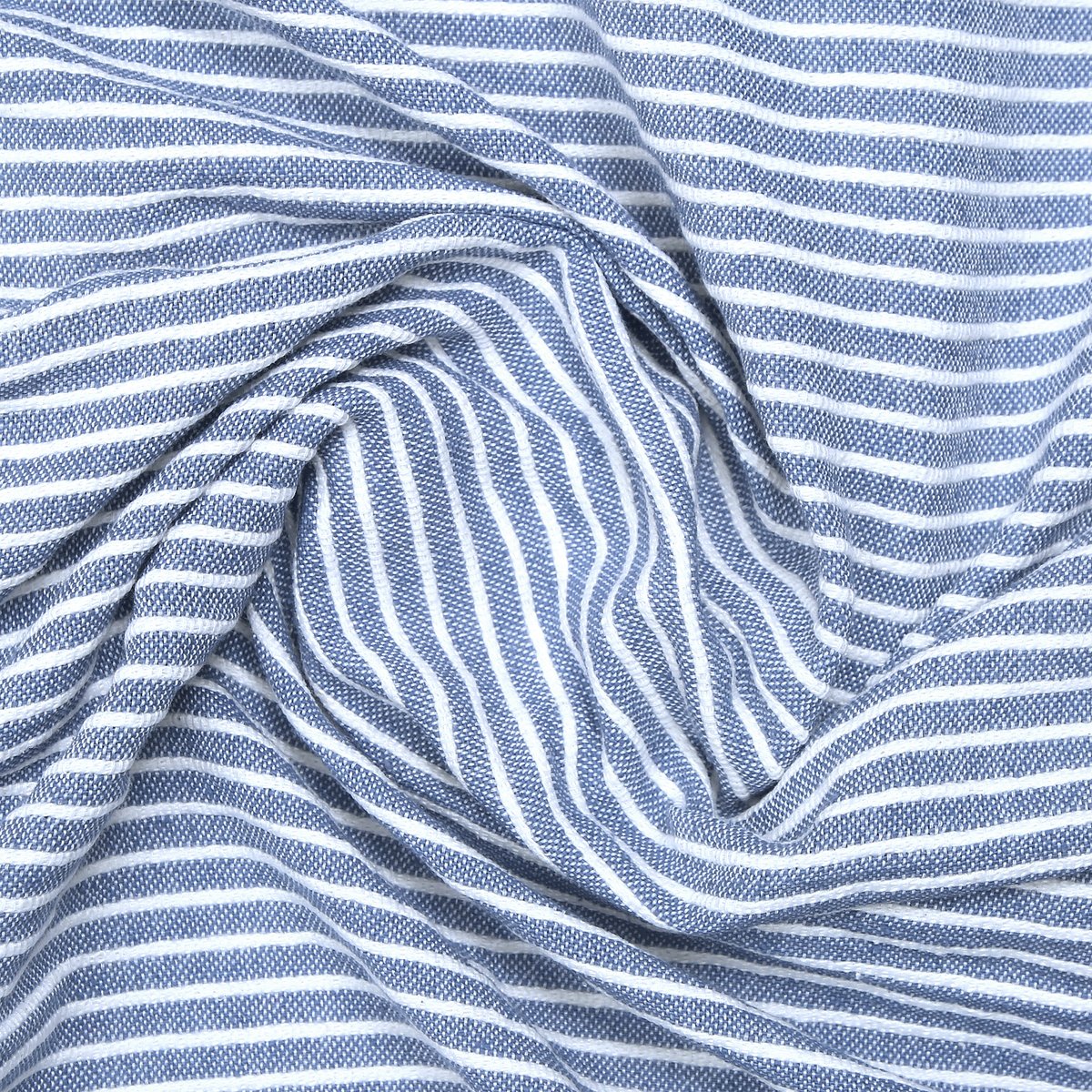 Rideau tamisant coton, BENISA bleu, blanc, INSPIRE