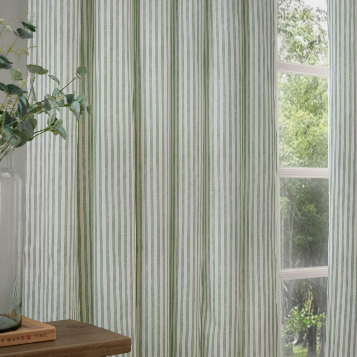 Hebden 100% Cotton Blackout Pencil Pleat Curtain Pair eucalyptus, YARD
