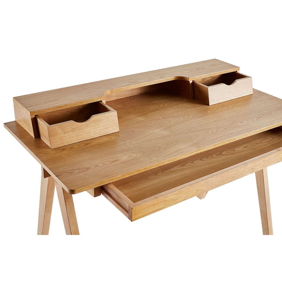 Bureau avec rangements bois clair L120 cm PULITO marron clair, MILIBOO