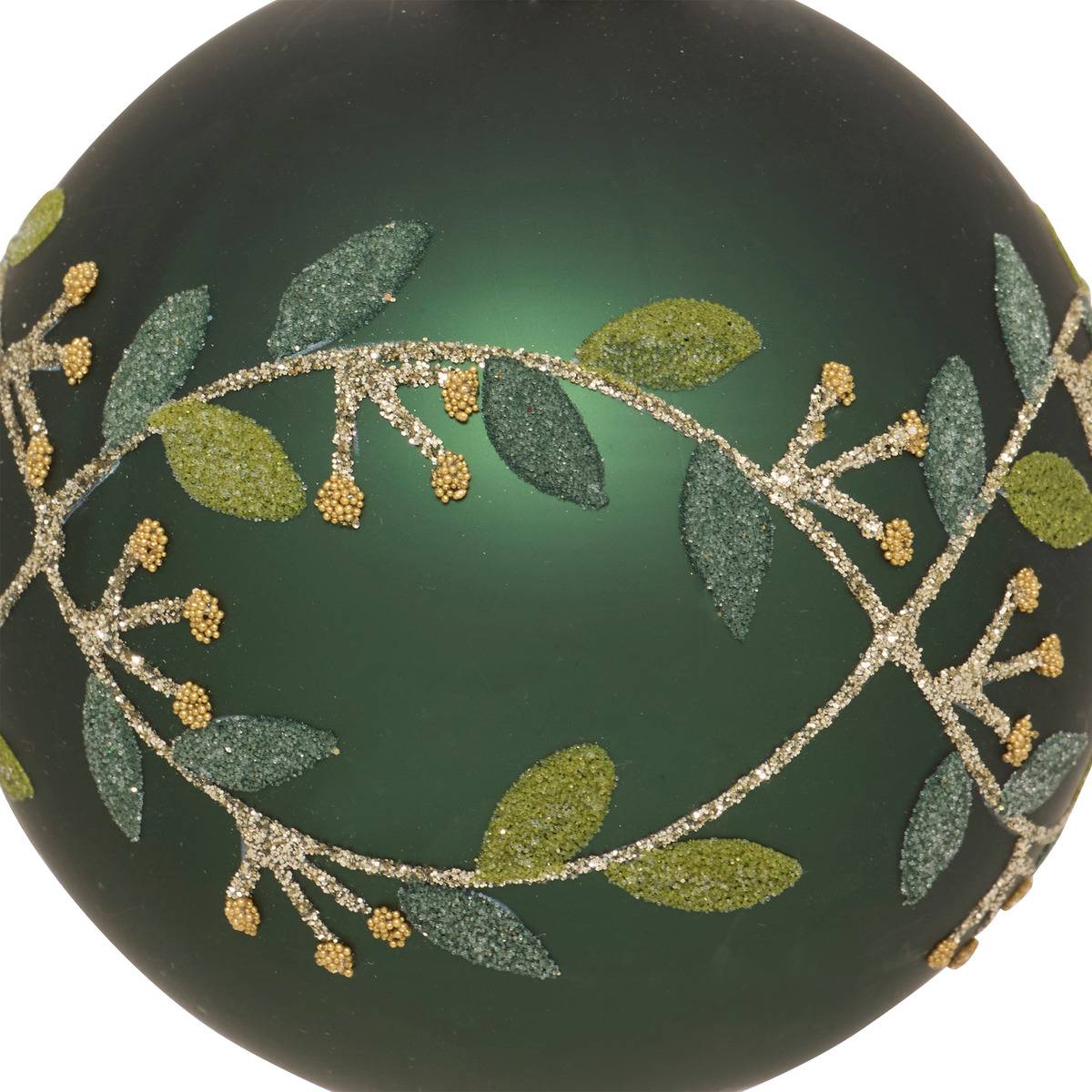 Boule verre branche de gui D.8 cm vert vert, FEERIC LIGHTS & CHRISTMAS