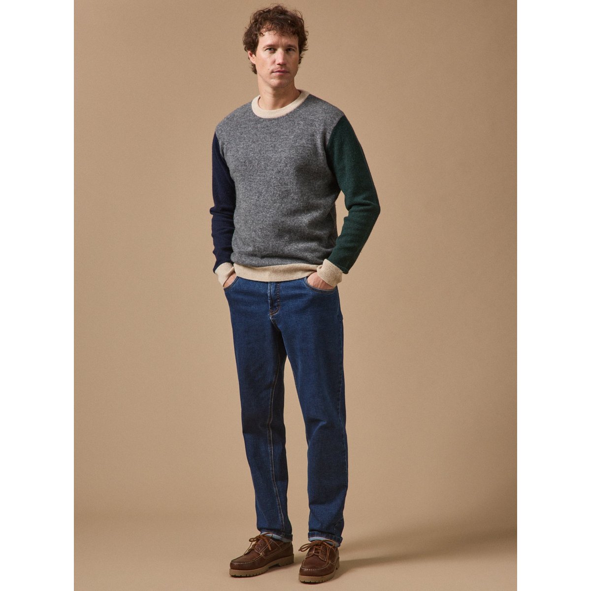 Pull colorblock gris chine moyen, CYRILLUS