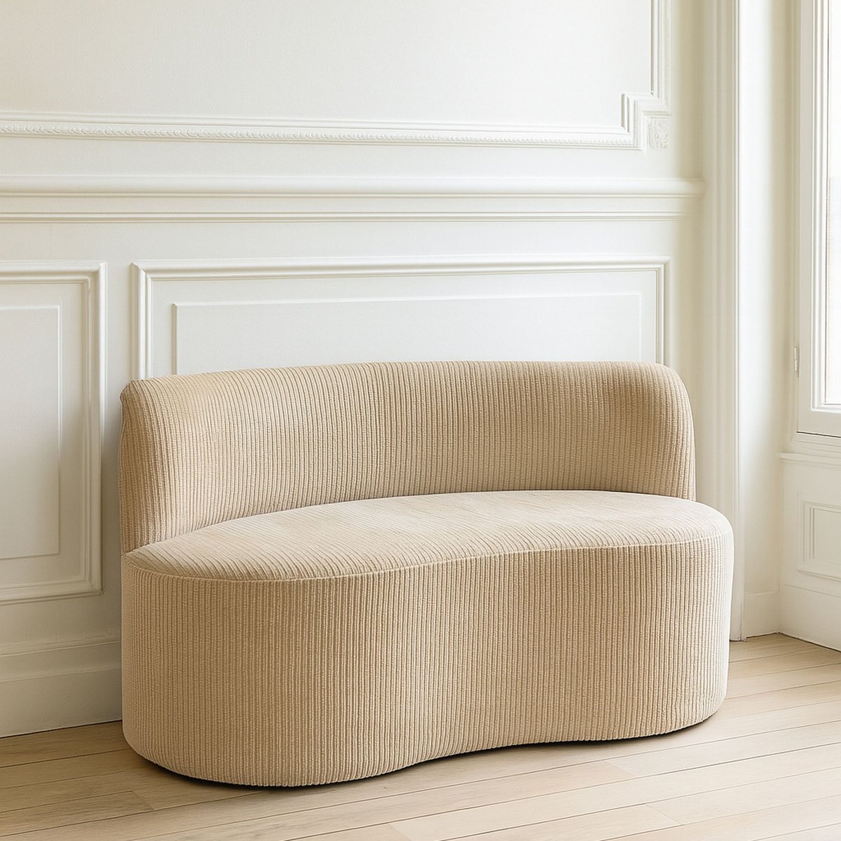 Canapé en tissu bouclette, COME beige, NOW'S HOME
