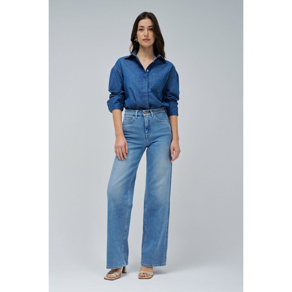 JEAN FAITH PUSH IN WIDE bleu turquoise, SALSA JEANS