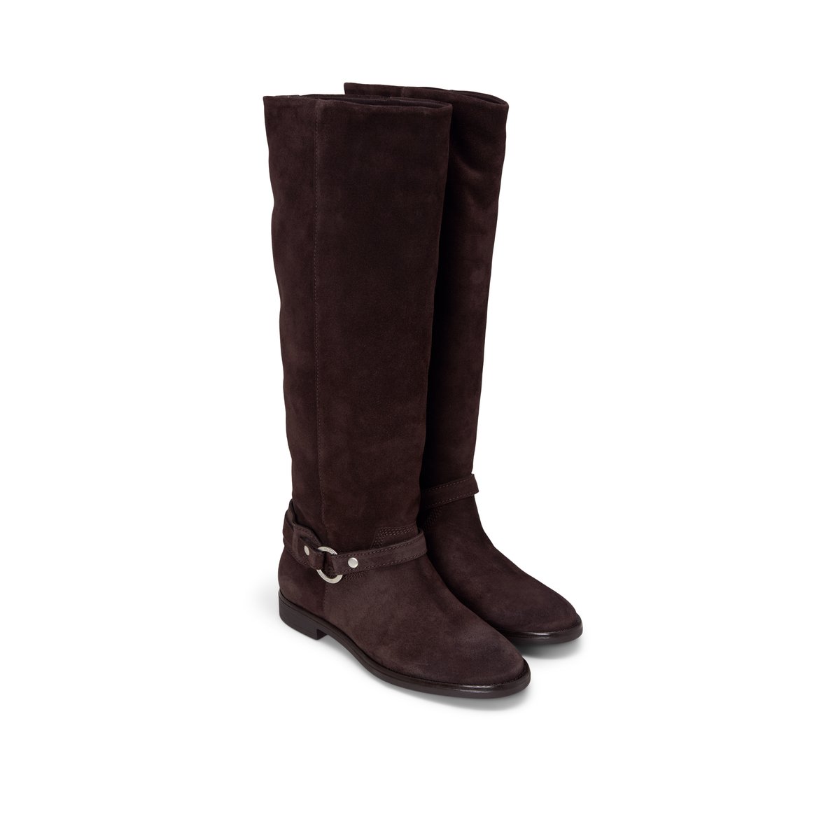 Bottes modèle Wendy en cuir velours souple marron foncé, MARC O'POLO