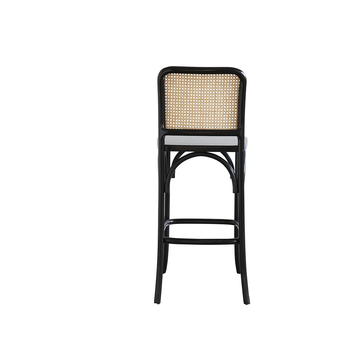 Tabouret de bar en bois d'acajou et cannage  ARON noir, BERAH GETAH
