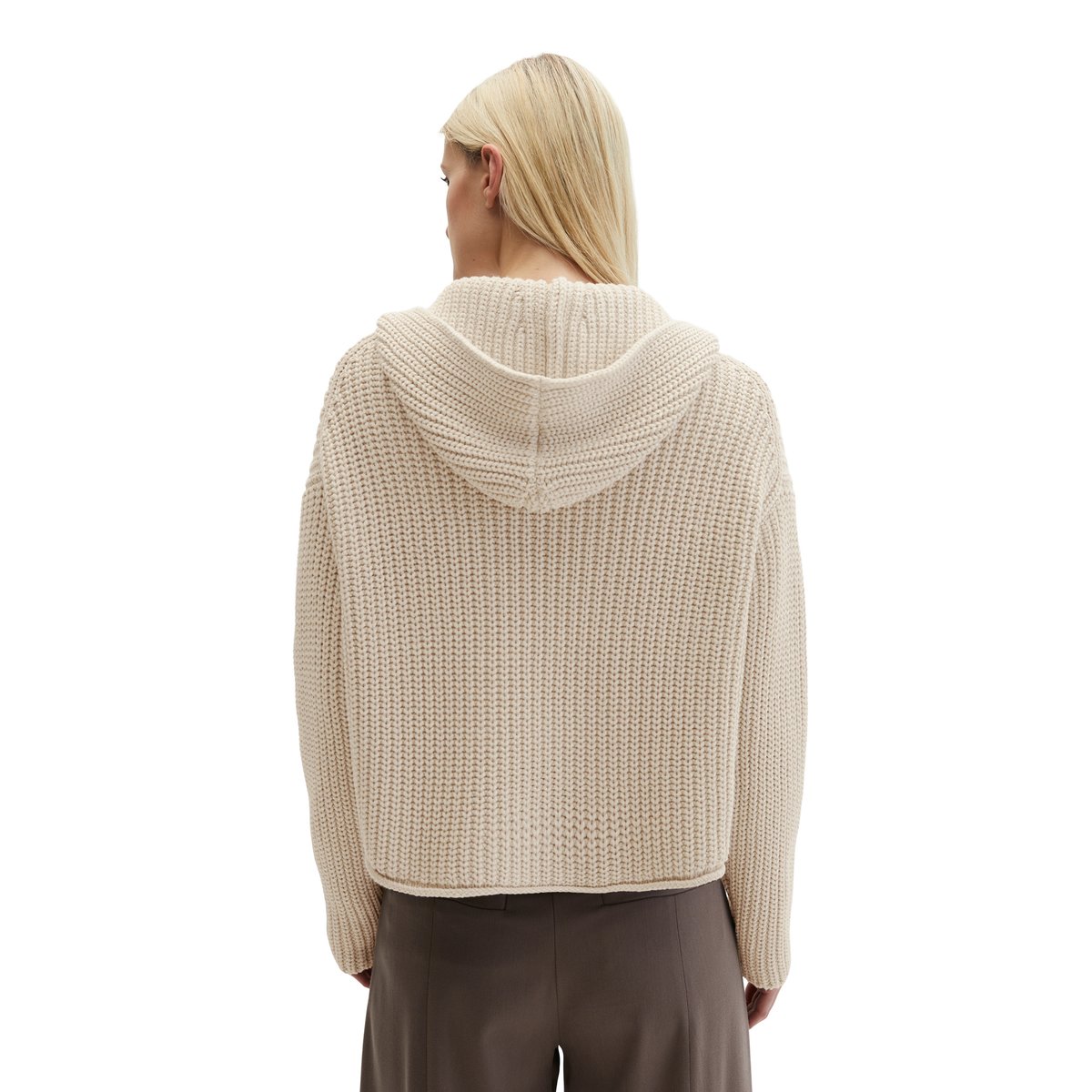 Cardigan à capuche oversize en doux mélange de coton organique gris clair, MARC O'POLO