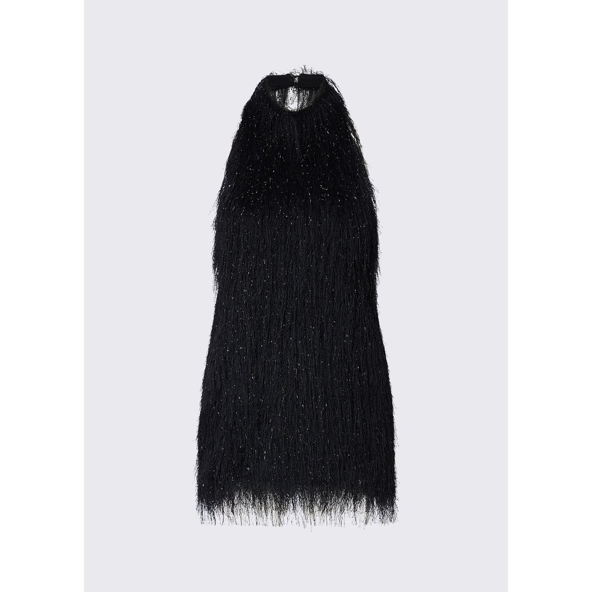 Robe courte en tissu effiloché noir, LIU JO