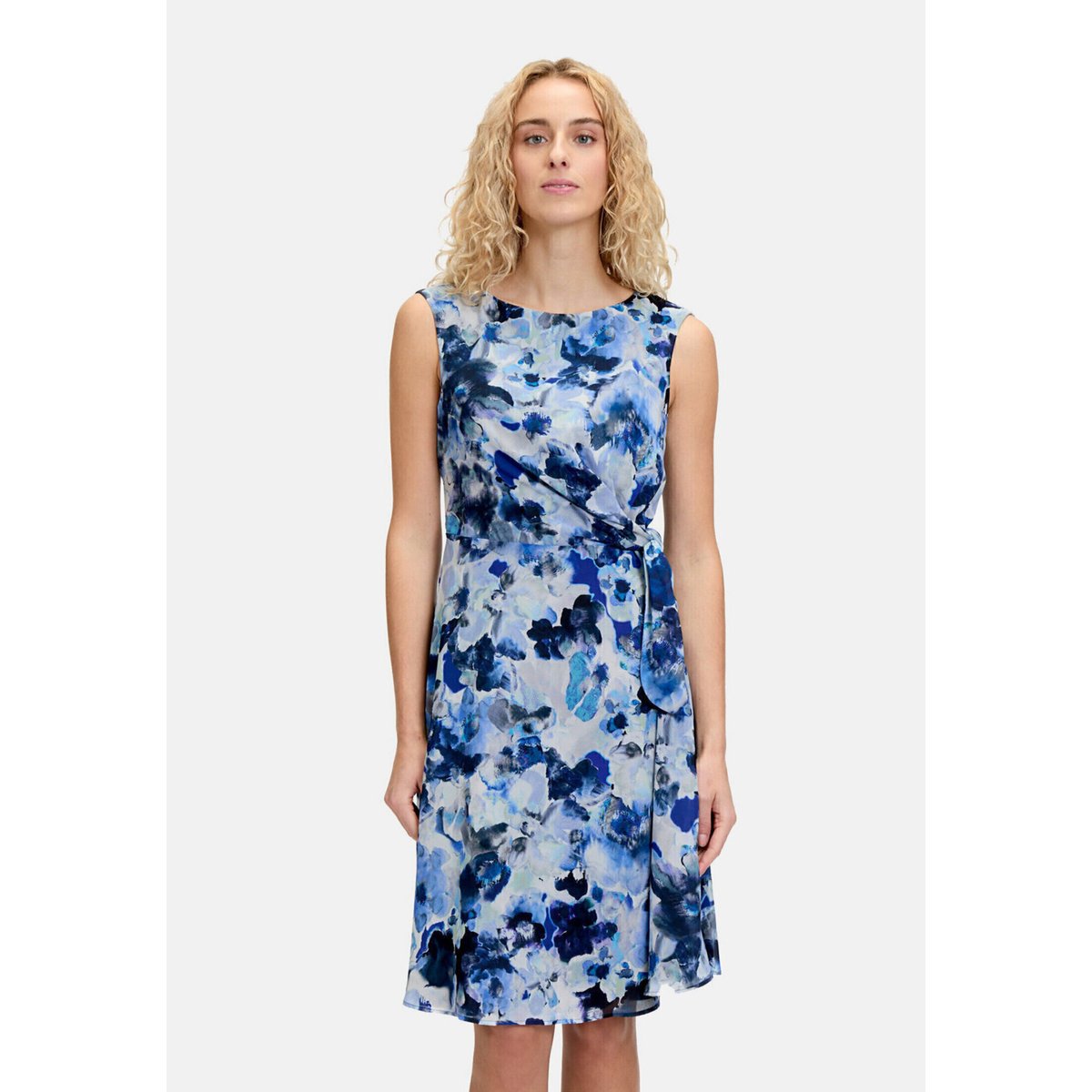 Robe de cocktail à ceinture à nouer bleu foncé/bleu, VERA MONT
