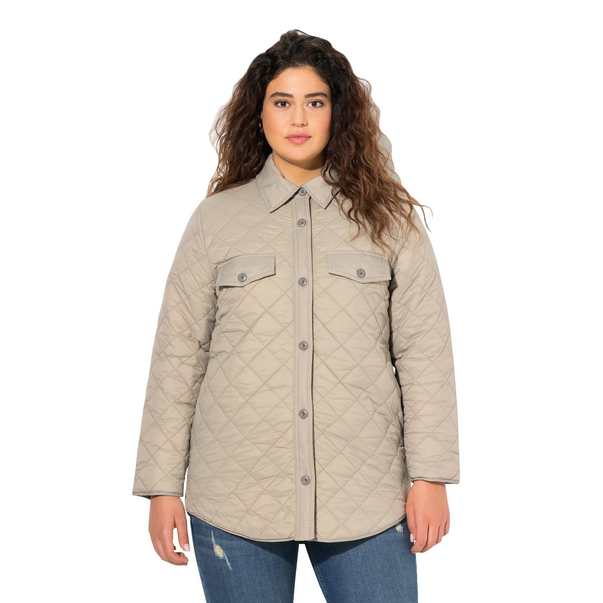 Veste chemisier à surpiqûres gris moyen, ULLA POPKEN