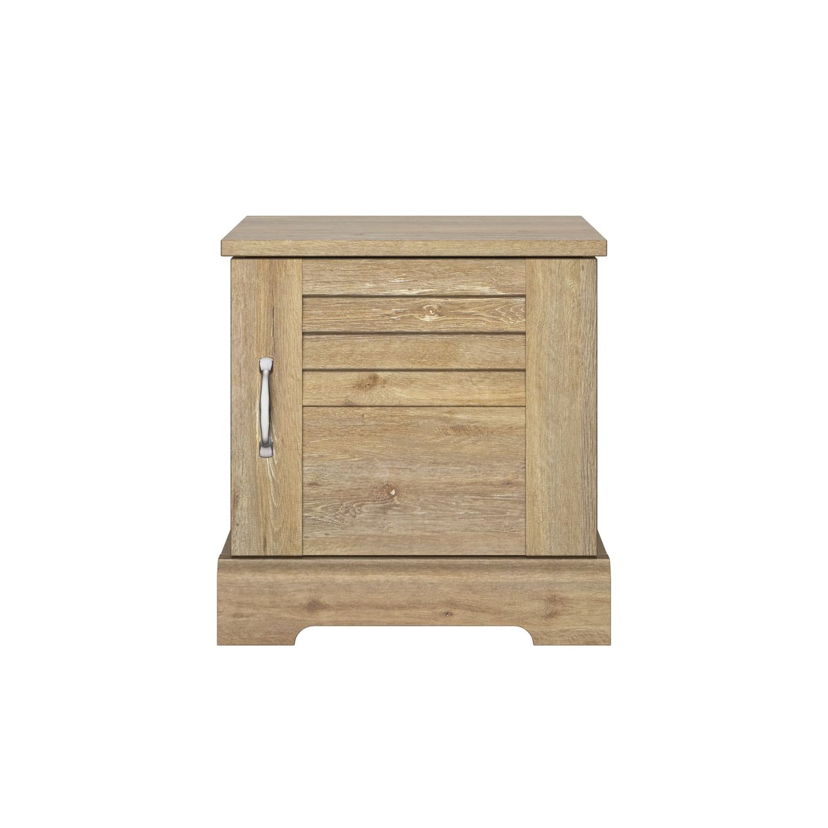Chevet 1 porte effet châtaignier bois clair, TERRE DE NUIT