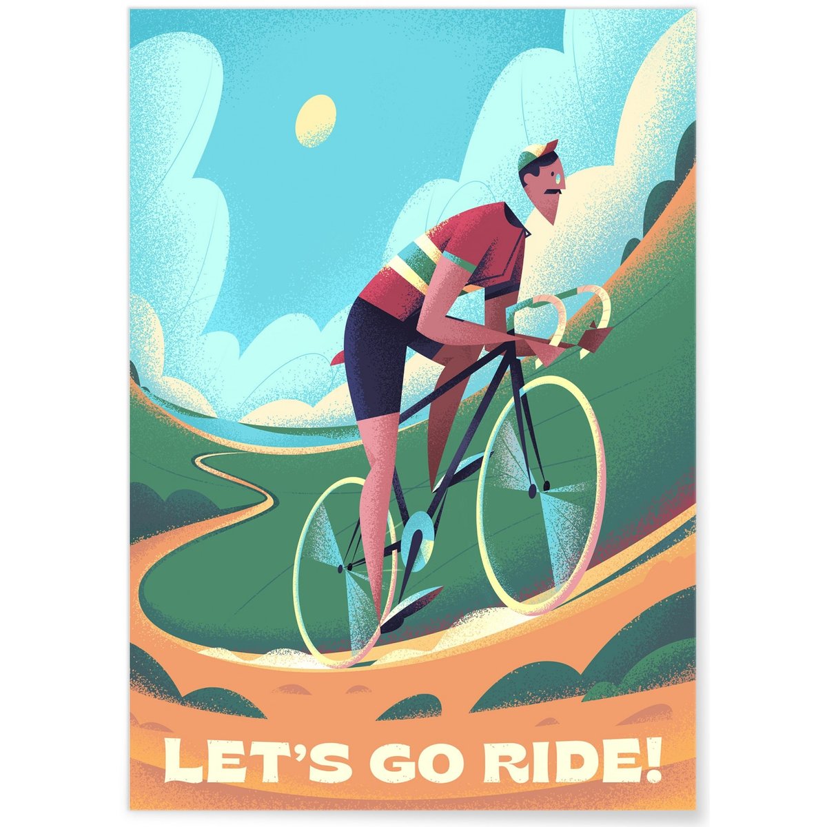 Affiche Let's go ride ! blanc, L'AFFICHERIE