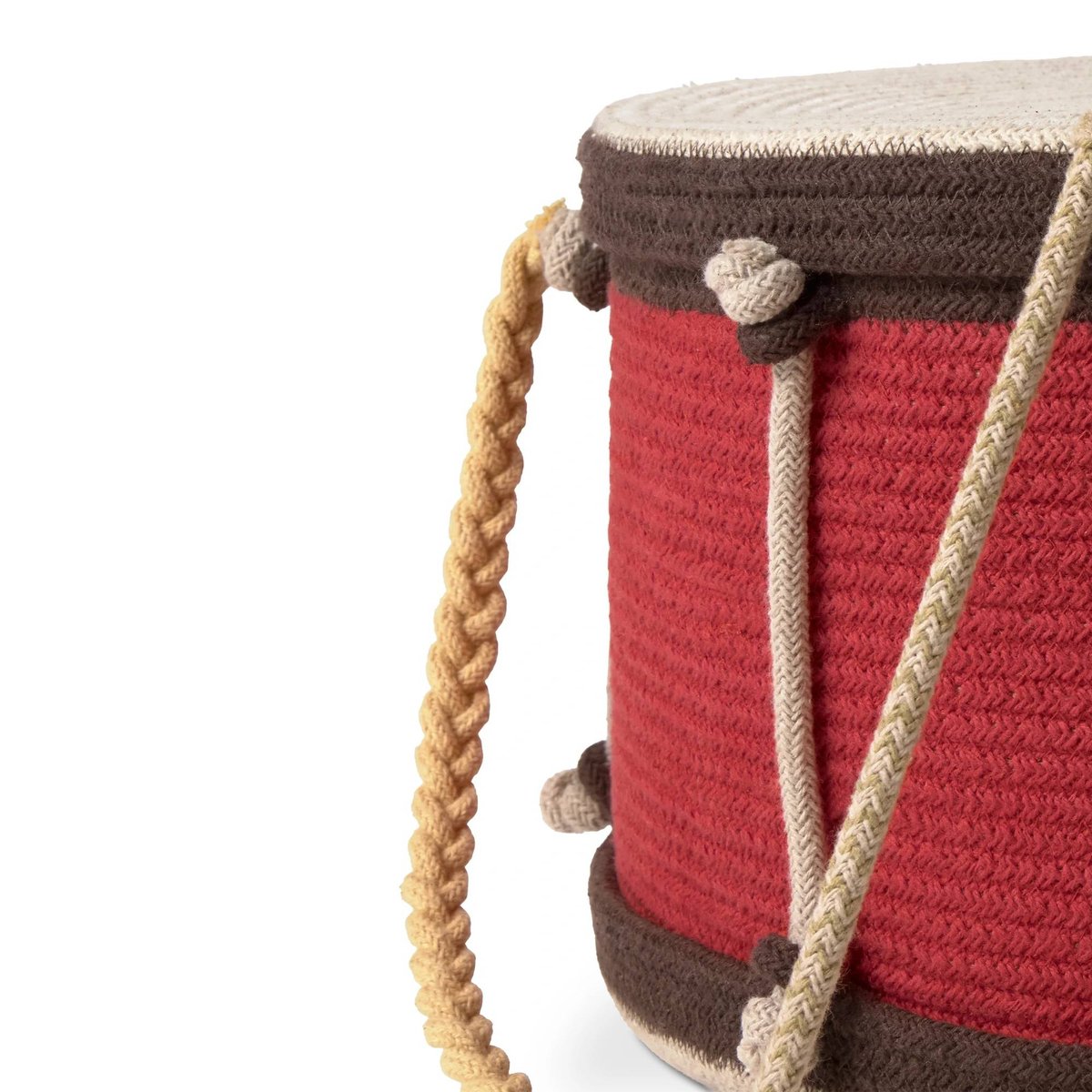 Panier Tambour MUSIC STUDIO naturel, gris clair, rouge, miel, LORENA CANALS
