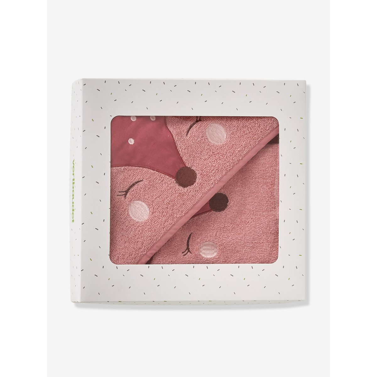 Cape de bain + gant Biche blush, VERTBAUDET