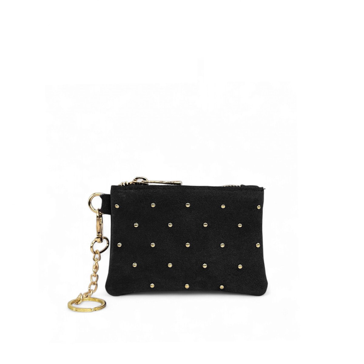 Porte-monnaie en cuir nubuck TINY DOTS noir, OH MY BAG