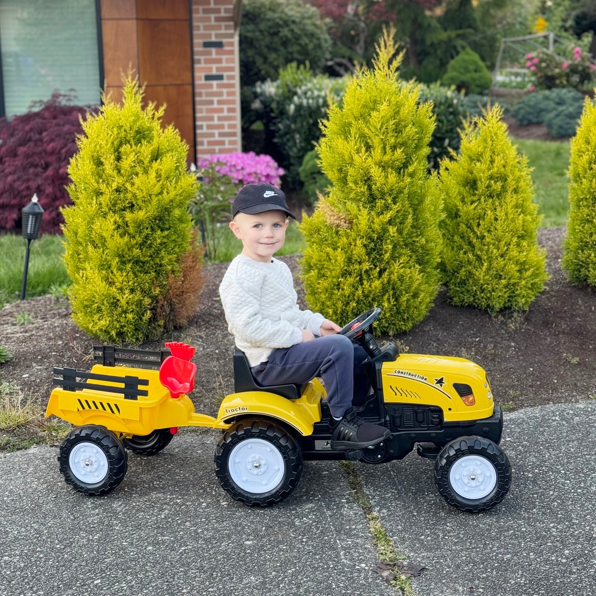 Voiture de chantier à pédales pour enfants jaune, HOMCOM