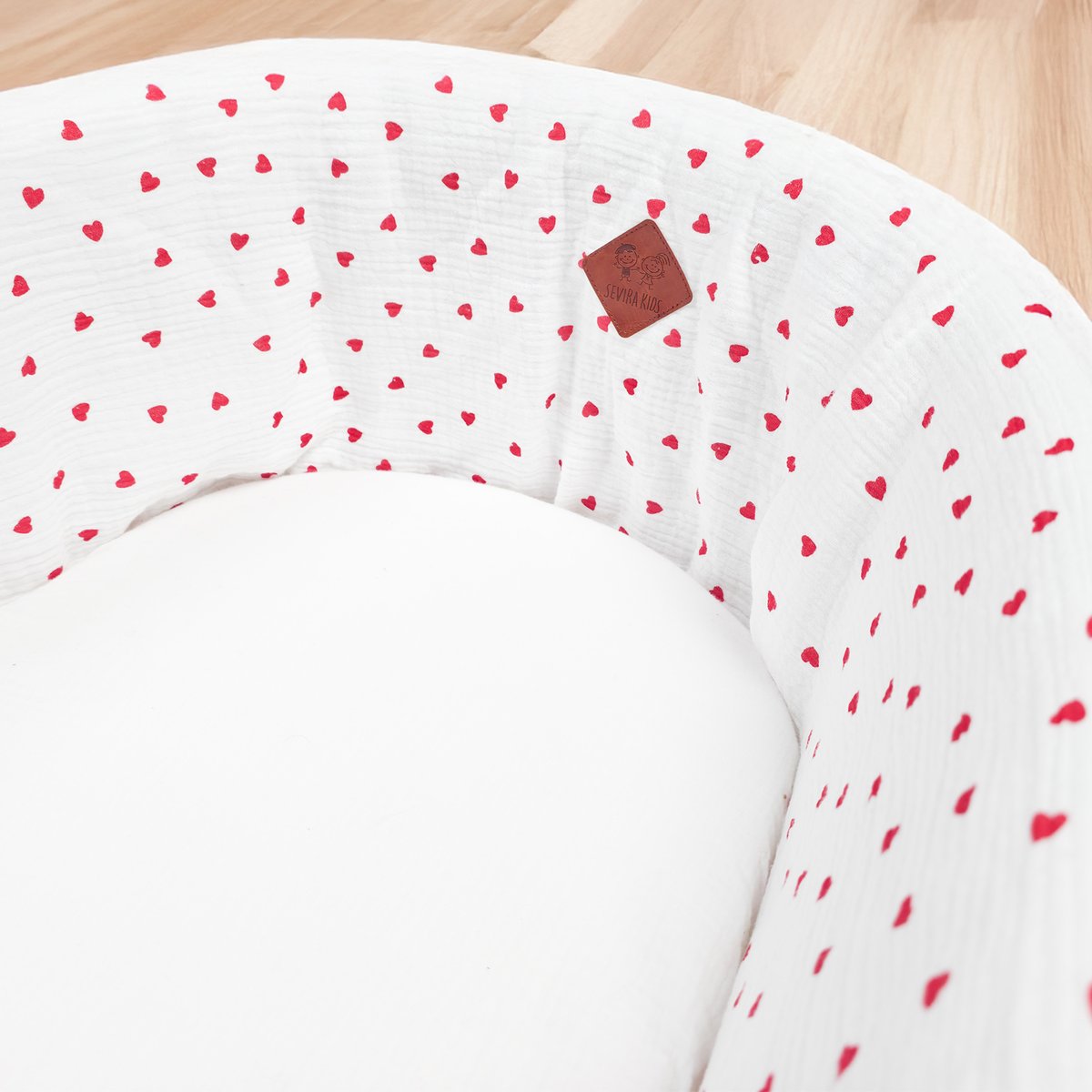 Habillage couffin panier moïse gaze de coton LOVIO rouge, SEVIRA KIDS