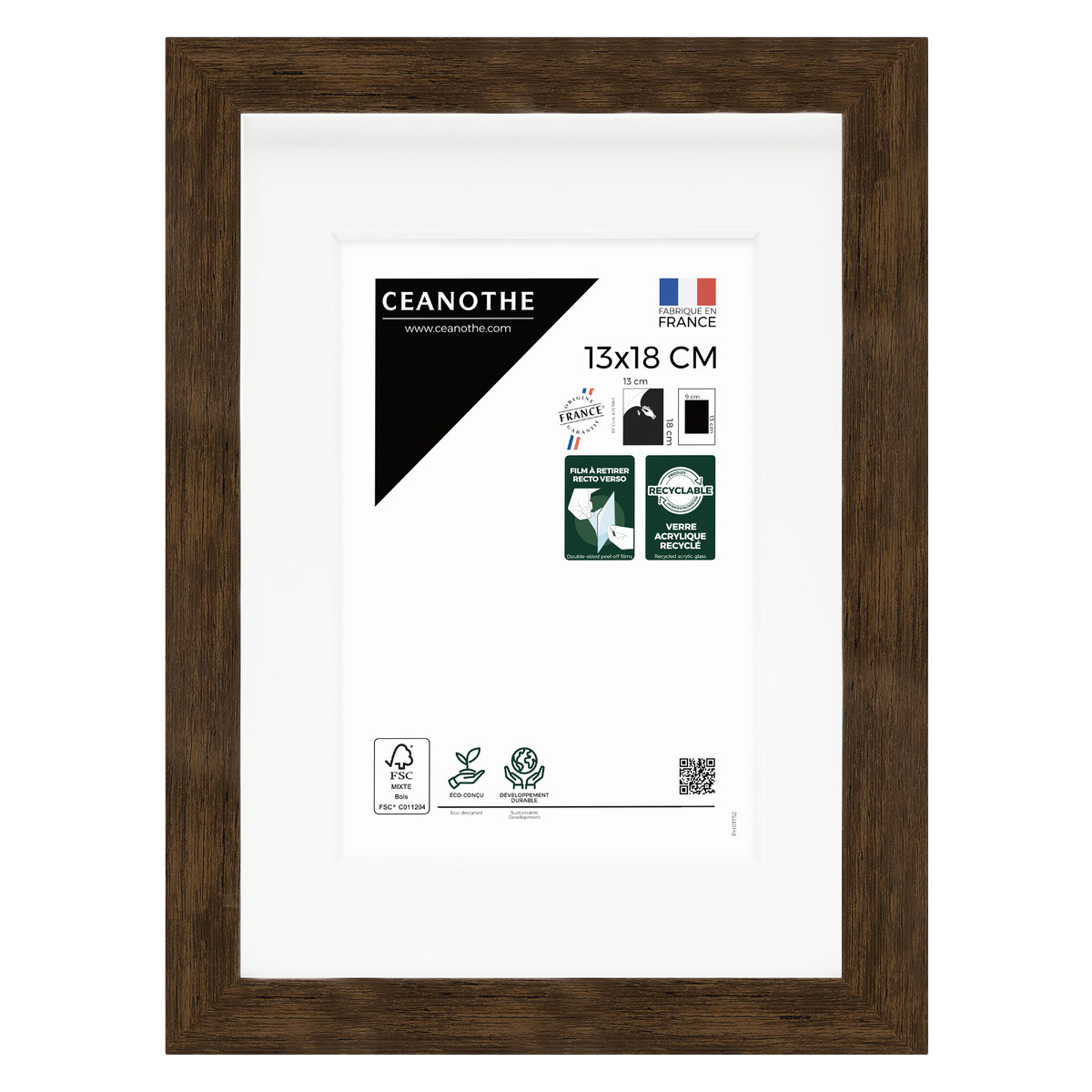 Cadre Photo Avec Passe-partout En Bois WILD brun, CEANOTHE