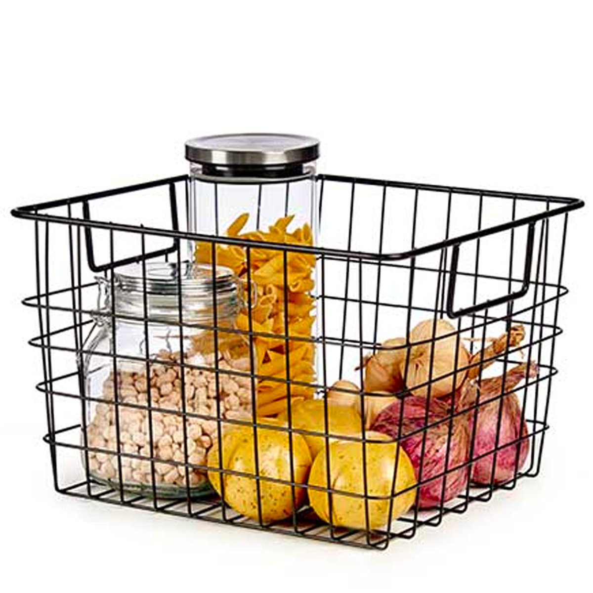 Panier de rangement métal noir 32x29x19.5cm noir, WADIGA