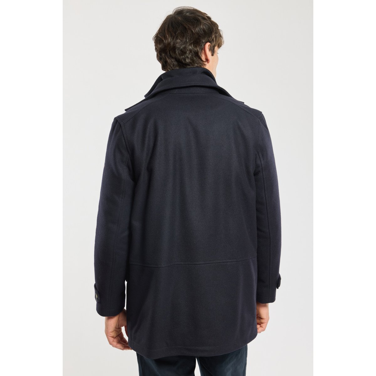 Manteau avec parementure en drap de laine rich navy, ARMOR-LUX