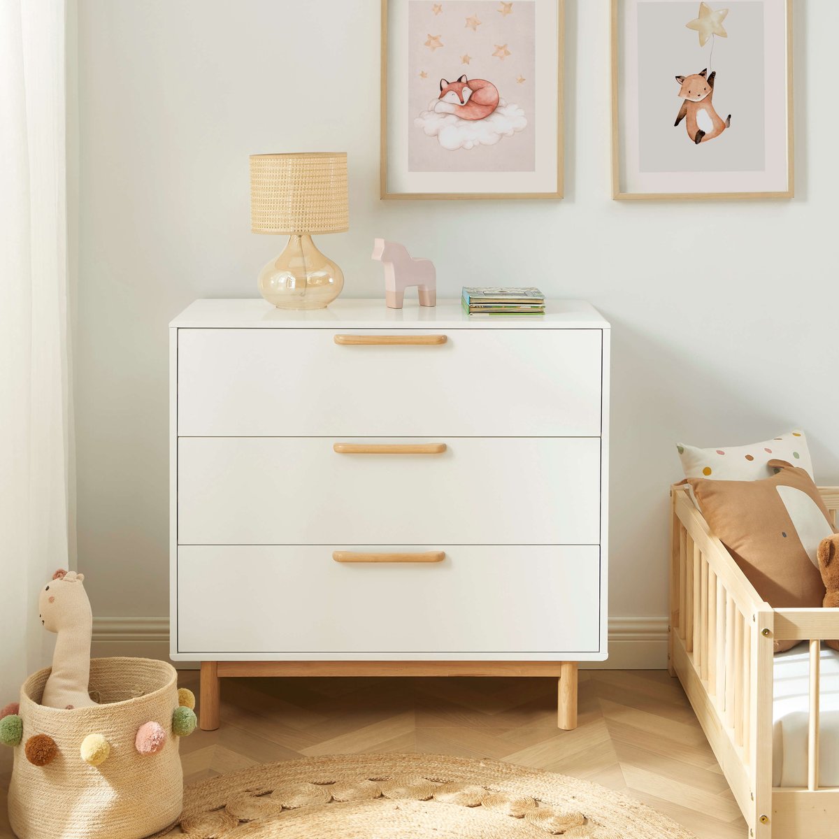 Commode enfant 3 tiroirs ROME blanc, BAÏTA