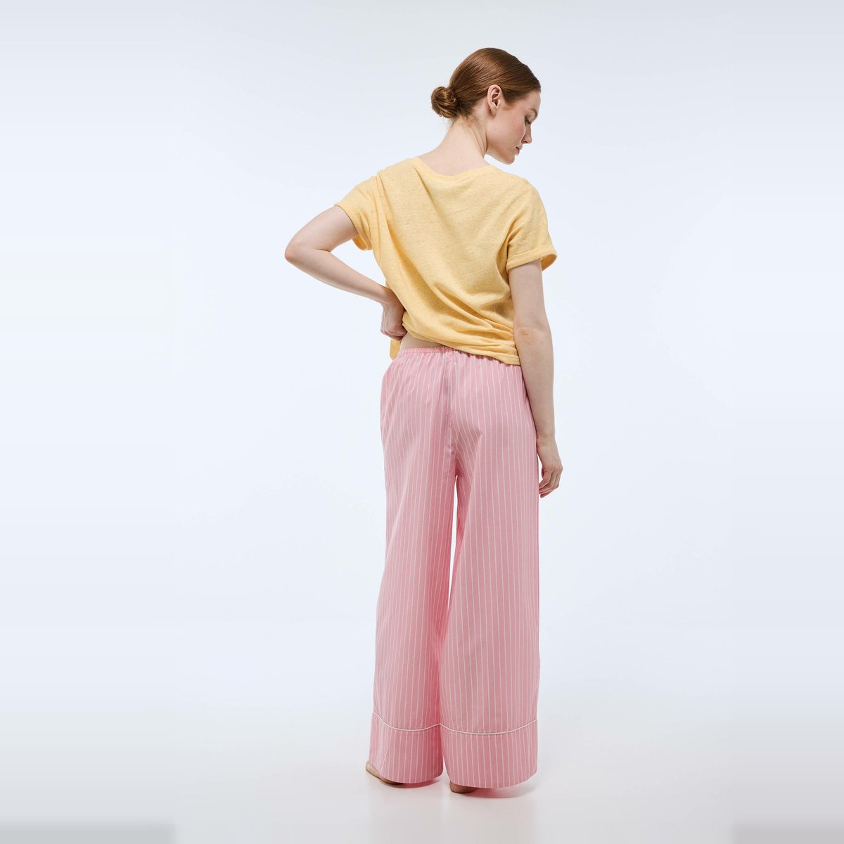 Pantalon rayé en coton bio GOTS pin up, MONOPRIX