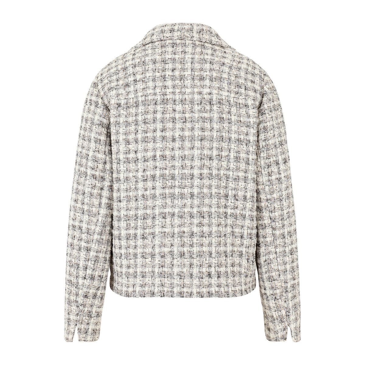 Blazer en tweed à poches plaquées blanc/marron, CARTOON