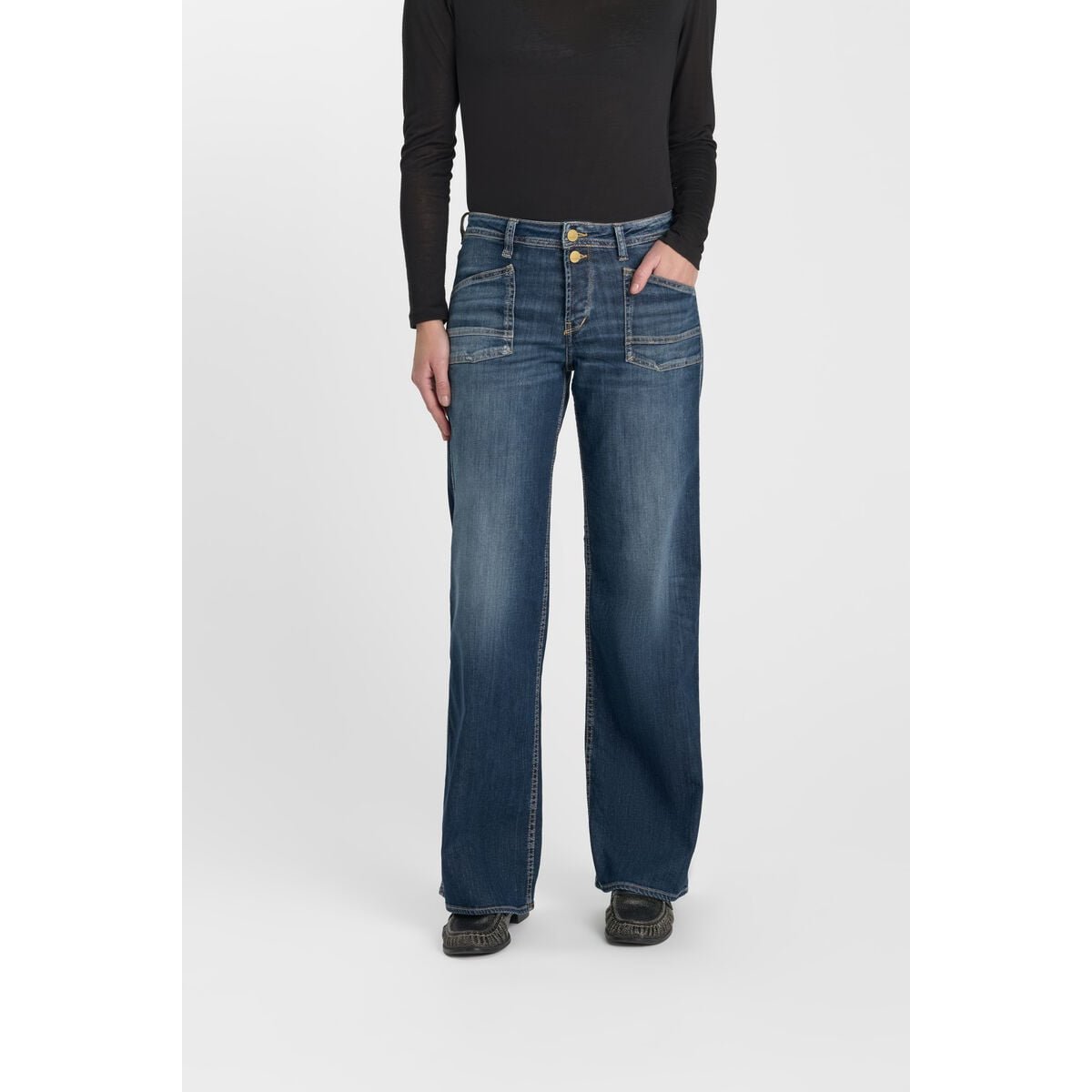 Jeans loose, large wide leg , longueur 34 blue, LE TEMPS DES CERISES