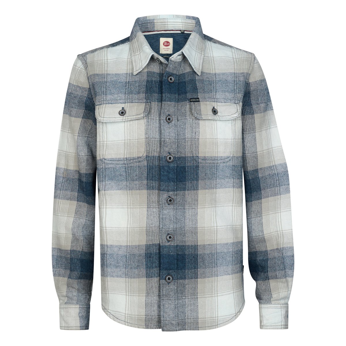 Chemise à carreaux en flanelle ironhaven bleu royal navy, PETROL INDUSTRIES
