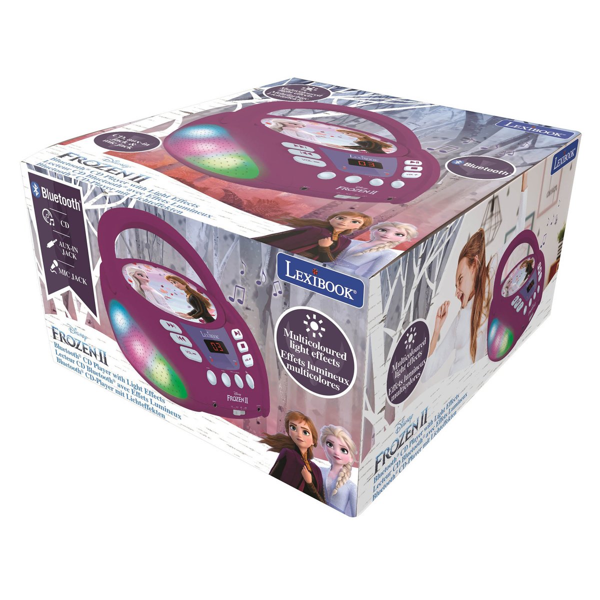 Lecteur CD Bluetooth La Reine des Neiges violet, LEXIBOOK