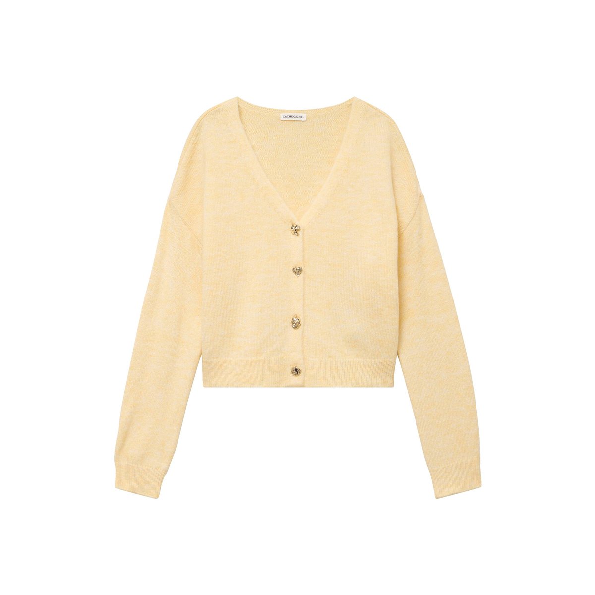 Gilet col v manches longues jaune clair, CACHE CACHE