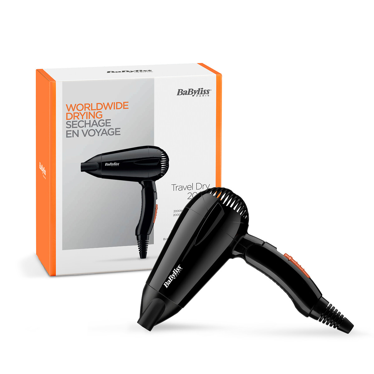 Sèche-Cheveux Travel Dry 2000 W noir, BABYLISS