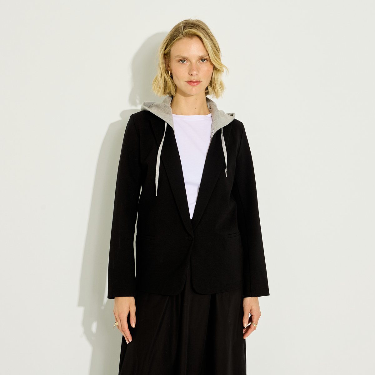 Blazer en maille à capuche noir, GRAIN DE MALICE